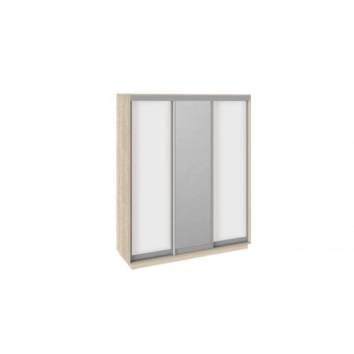 Шкаф-купе 3 дверный Румер Дуб сонома, Белый снег/Зеркало 1800