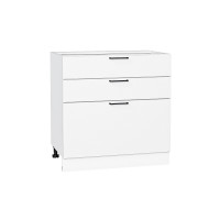 Шкаф нижний с 3-мя ящиками Флэт White In 2S, 816х800х478