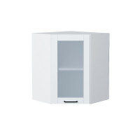 Шкаф верхний угловой остекленный Флэт Плюс White In 2S, 716х600х600