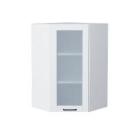 Шкаф верхний угловой остекленный Флэт Плюс White In 2S, 920х600х600