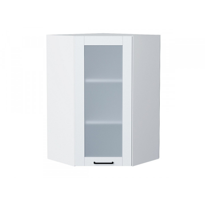 Шкаф верхний угловой остекленный Флэт Плюс White In 2S, 920х600х600