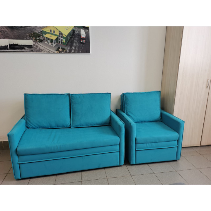 Диван выкатной Куба синий 1,2 м