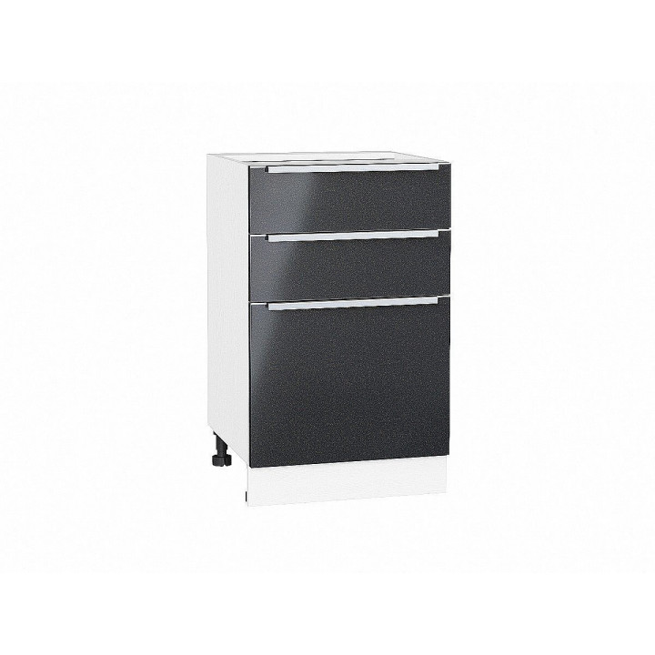 Шкаф нижний с 3-мя ящиками Фьюжн Anthracite/Белый 816х500х480