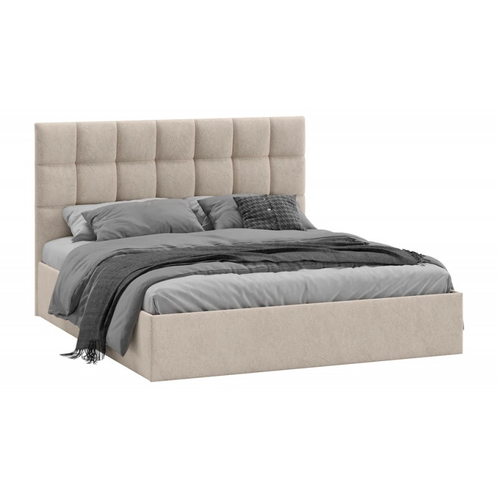 Кровать без ПМ Эмбер (без подъемного механизма) Микровелюр Wellmart Dark Beige
